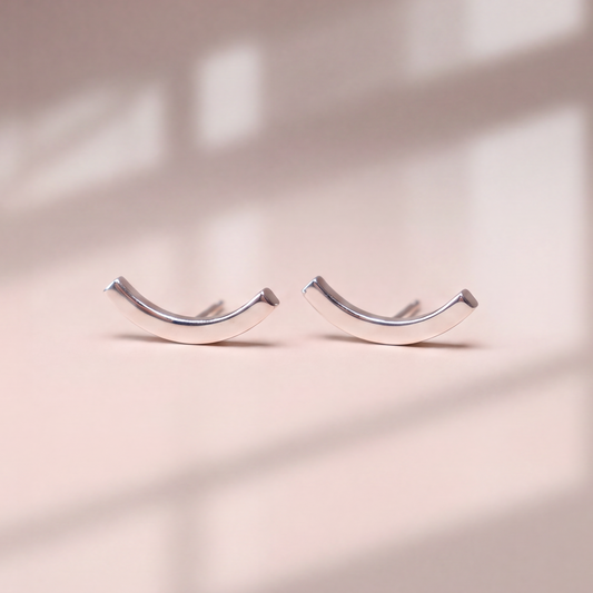 What are we keeping in line? "Nothing, Really studs" Minimalist Silver Earrings