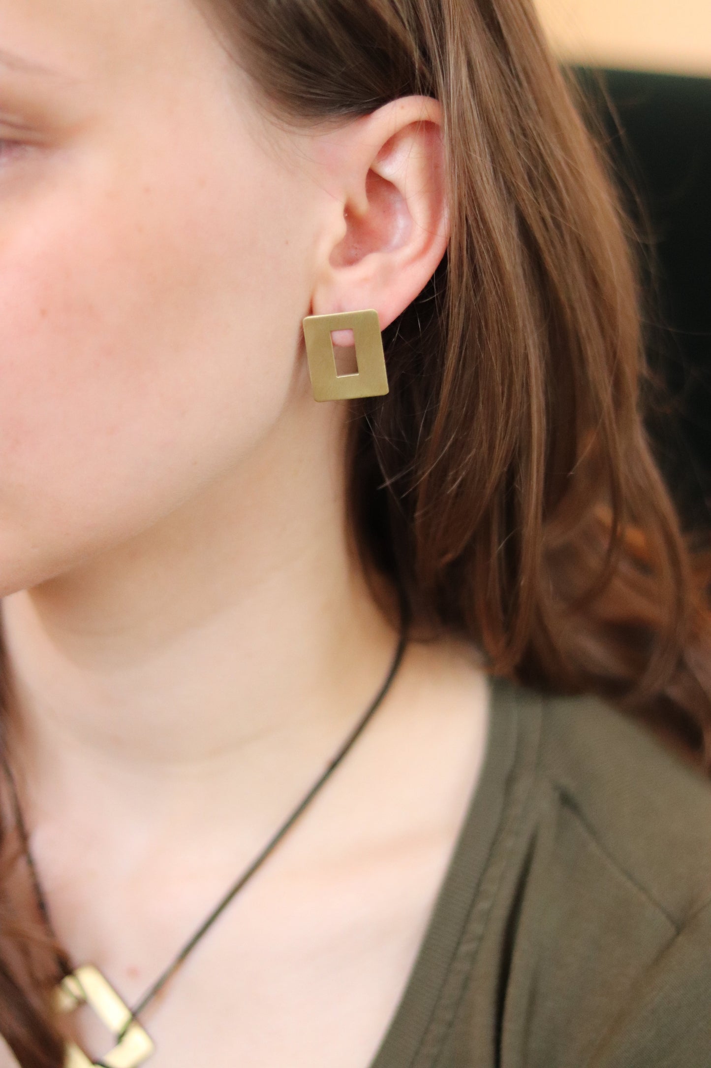 Earrings windows brass S