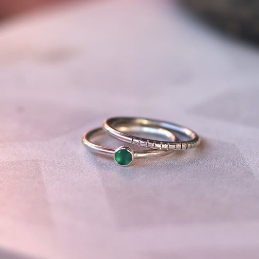 2-in-1 green onyx / round / ring