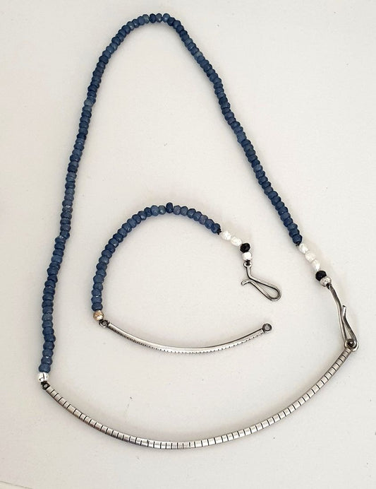 Stripes & Stones / necklace / blue