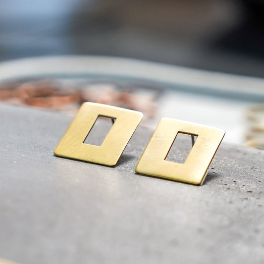 Earrings windows brass S
