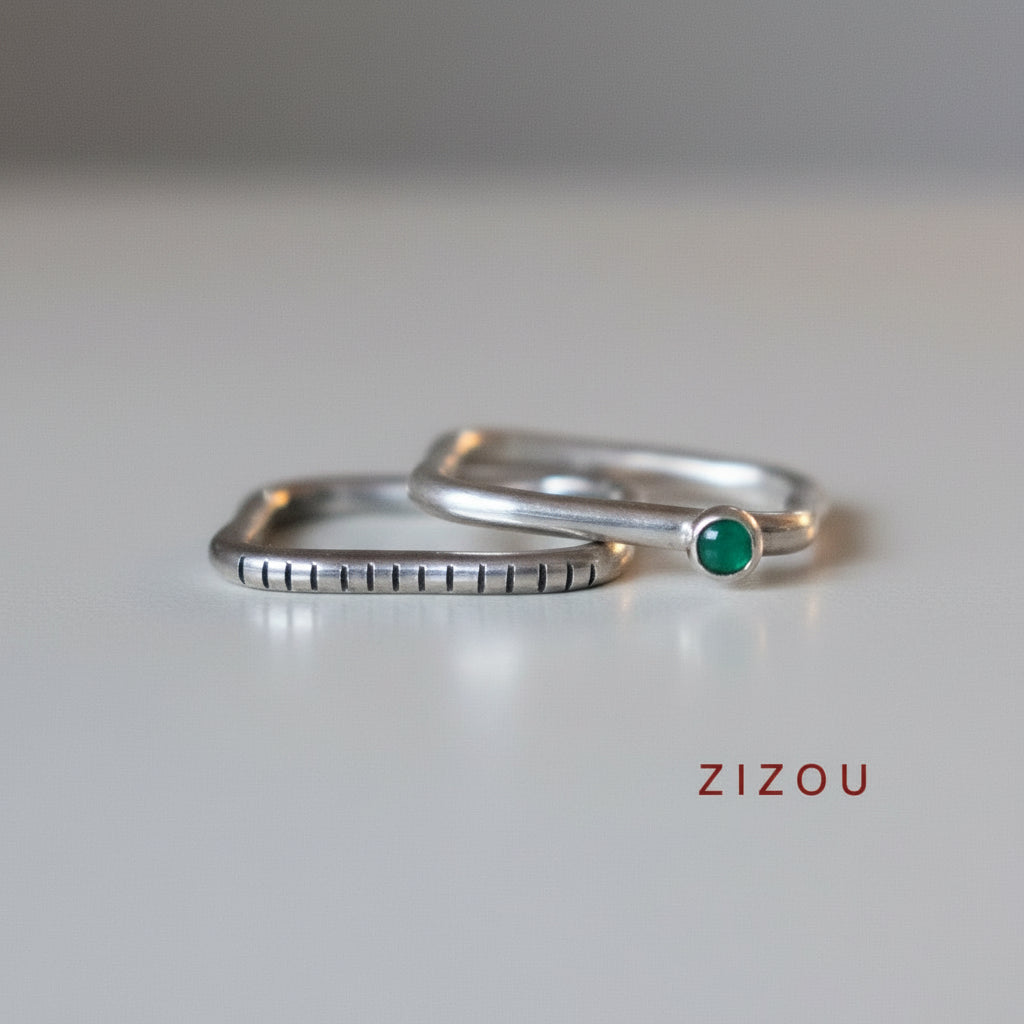 2-in-1 green onyx / square / ring