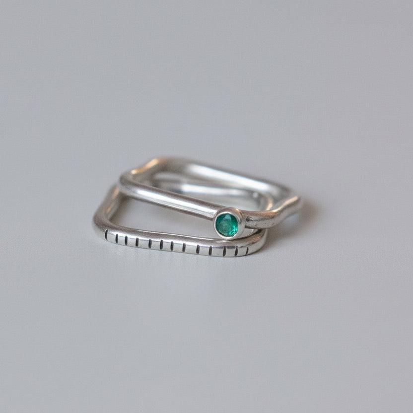 2-in-1 green onyx / square / ring