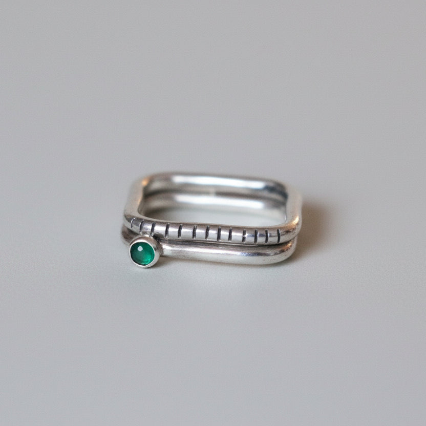 2-in-1 green onyx / square / ring