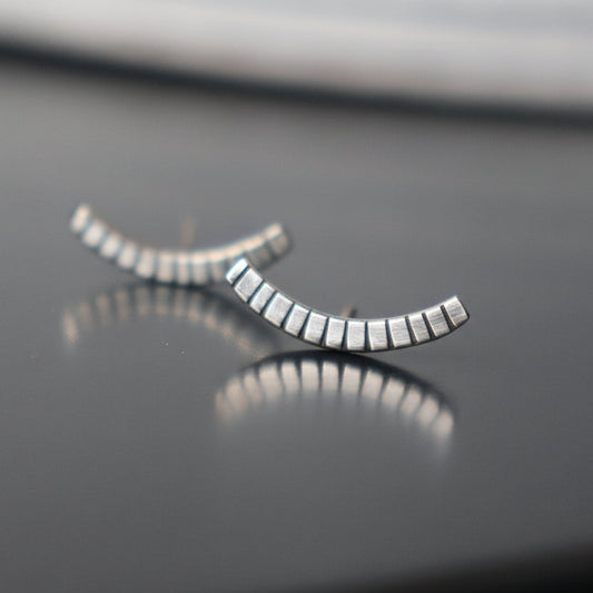 Handcrafted minimalist silver stud earrings from the "Nothing, Really" collection. Made from recycled silver with clean lines and a high-shine finish. Ships from Croatia.