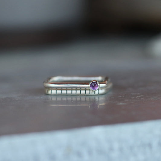 2-in-1 amethyst / square / ring