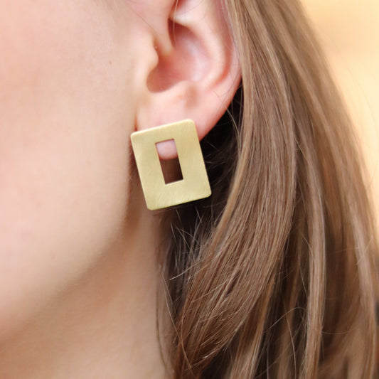 Earrings windows brass S