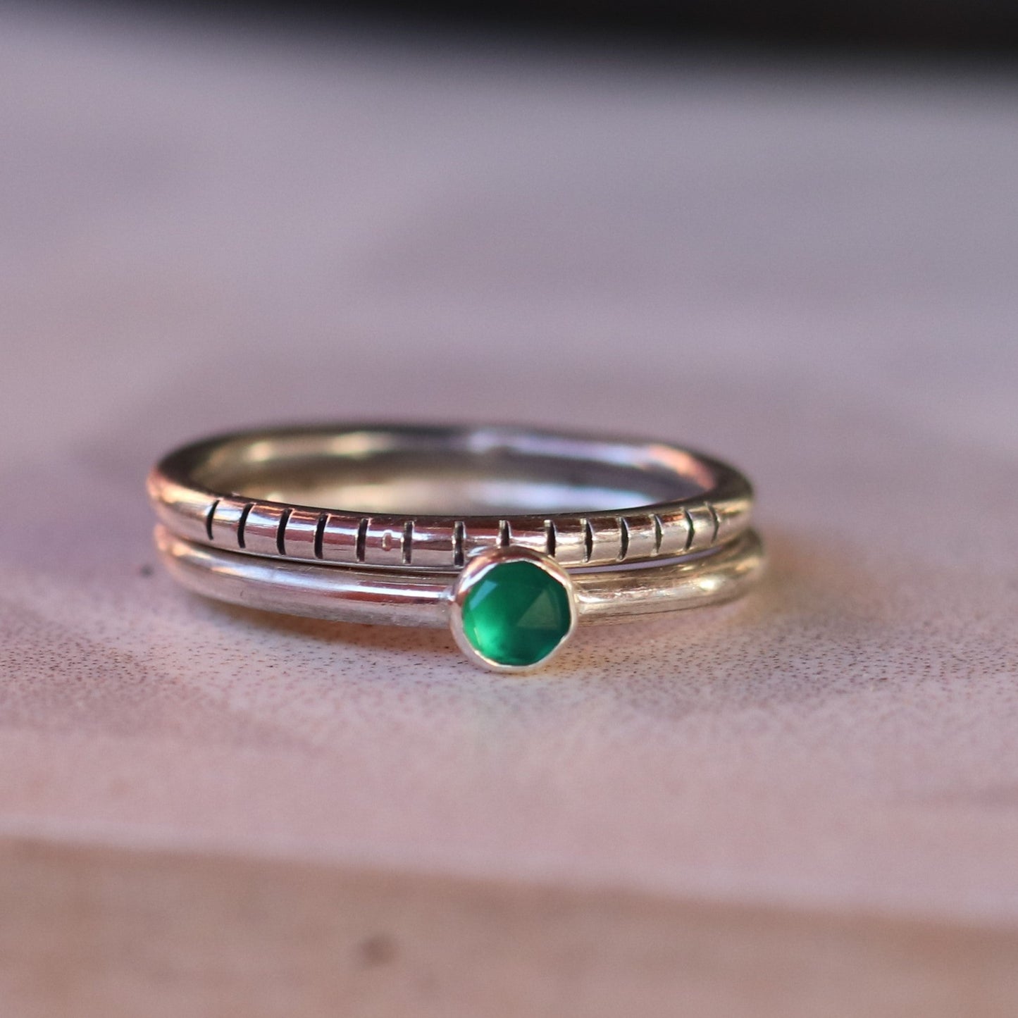 2-in-1 green onyx / round / ring