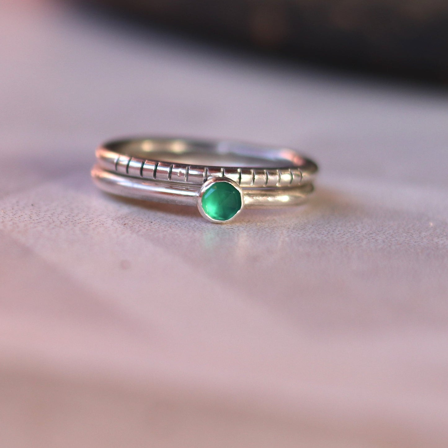 2-in-1 green onyx / round / ring