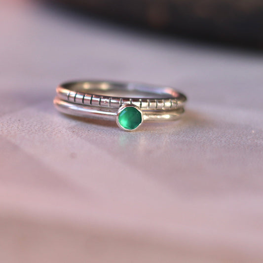 2-in-1 green onyx / round / ring