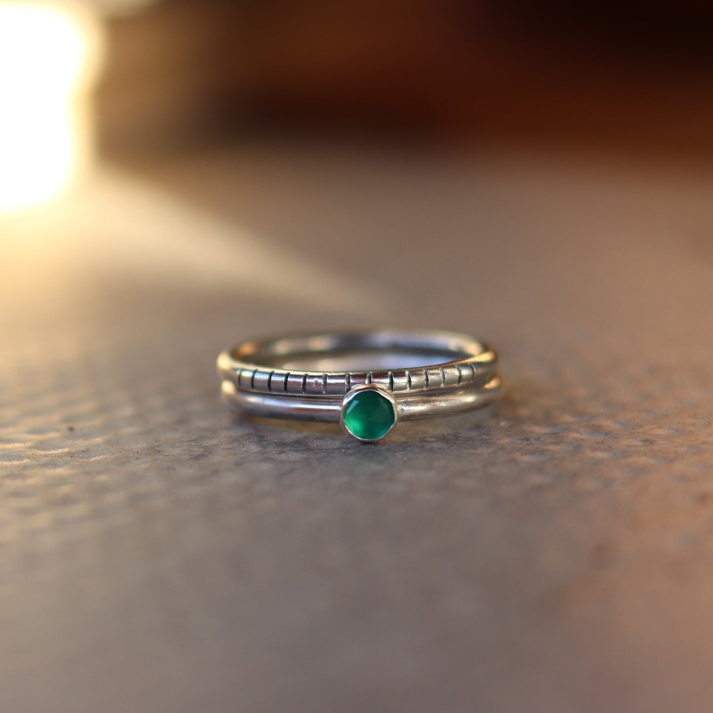 2-in-1 green onyx / round / ring