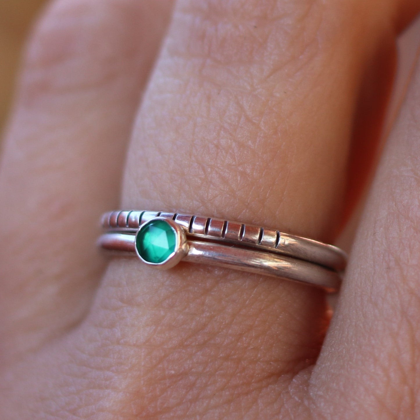 2-in-1 green onyx / round / ring