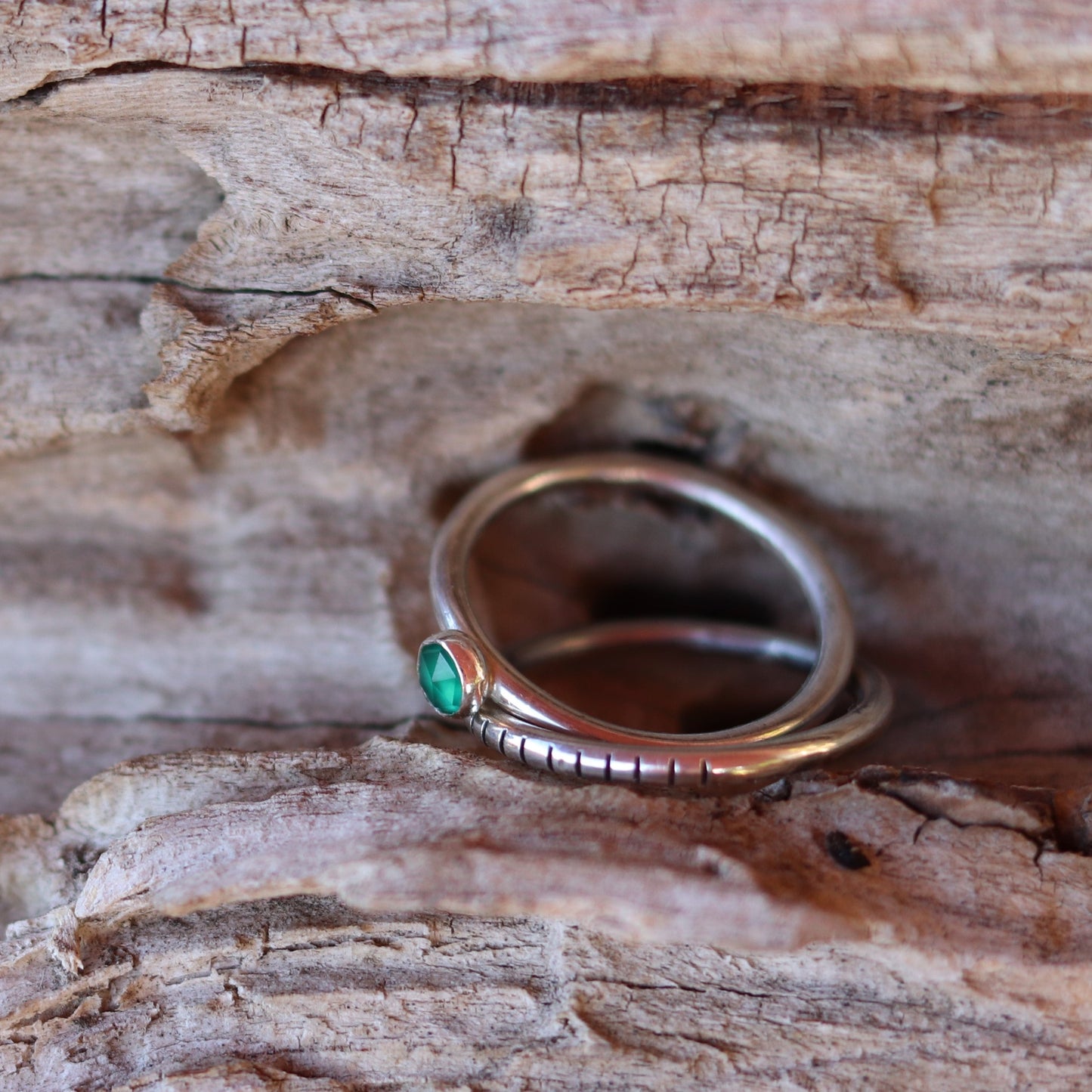2-in-1 green onyx / round / ring