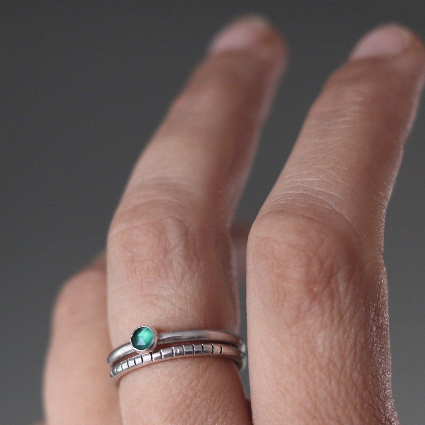2-in-1 green onyx / round / ring
