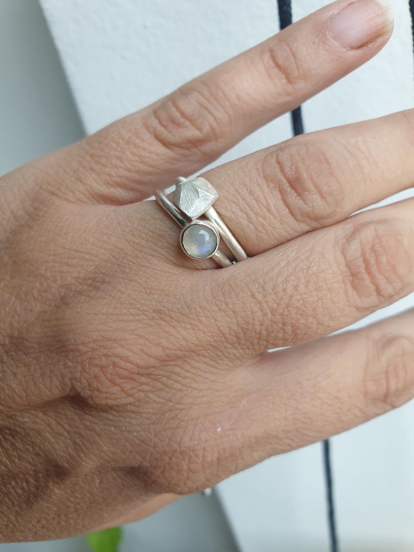 2-in-1 moonstone & stone / round / ring