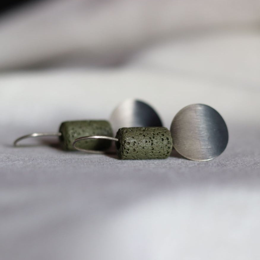 Geometric day / Deep green! / earrings