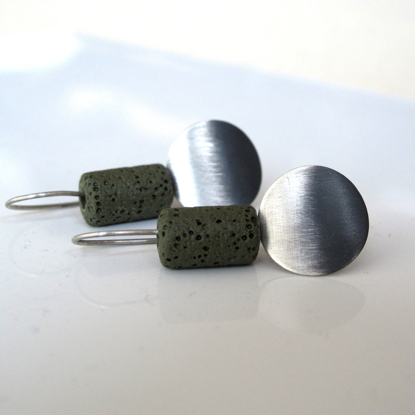 Geometric day / Deep green! / earrings