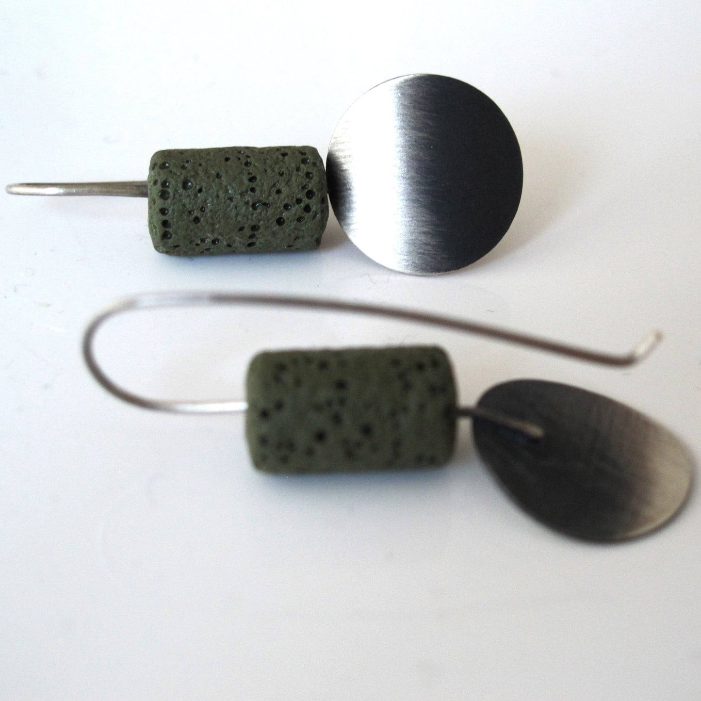 Geometric day / Deep green! / earrings