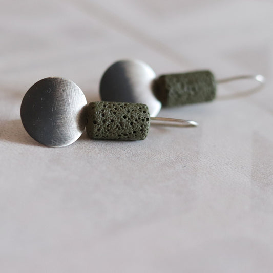 Geometric day / Deep green! / earrings