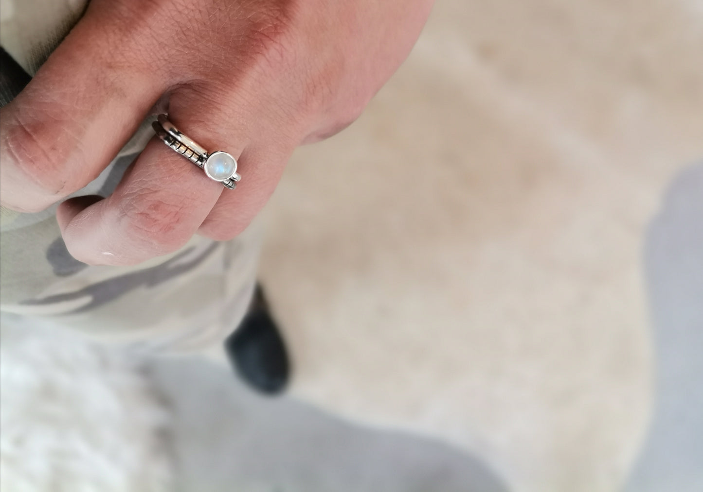 2-in-1 Moonstone / Square / Ring
