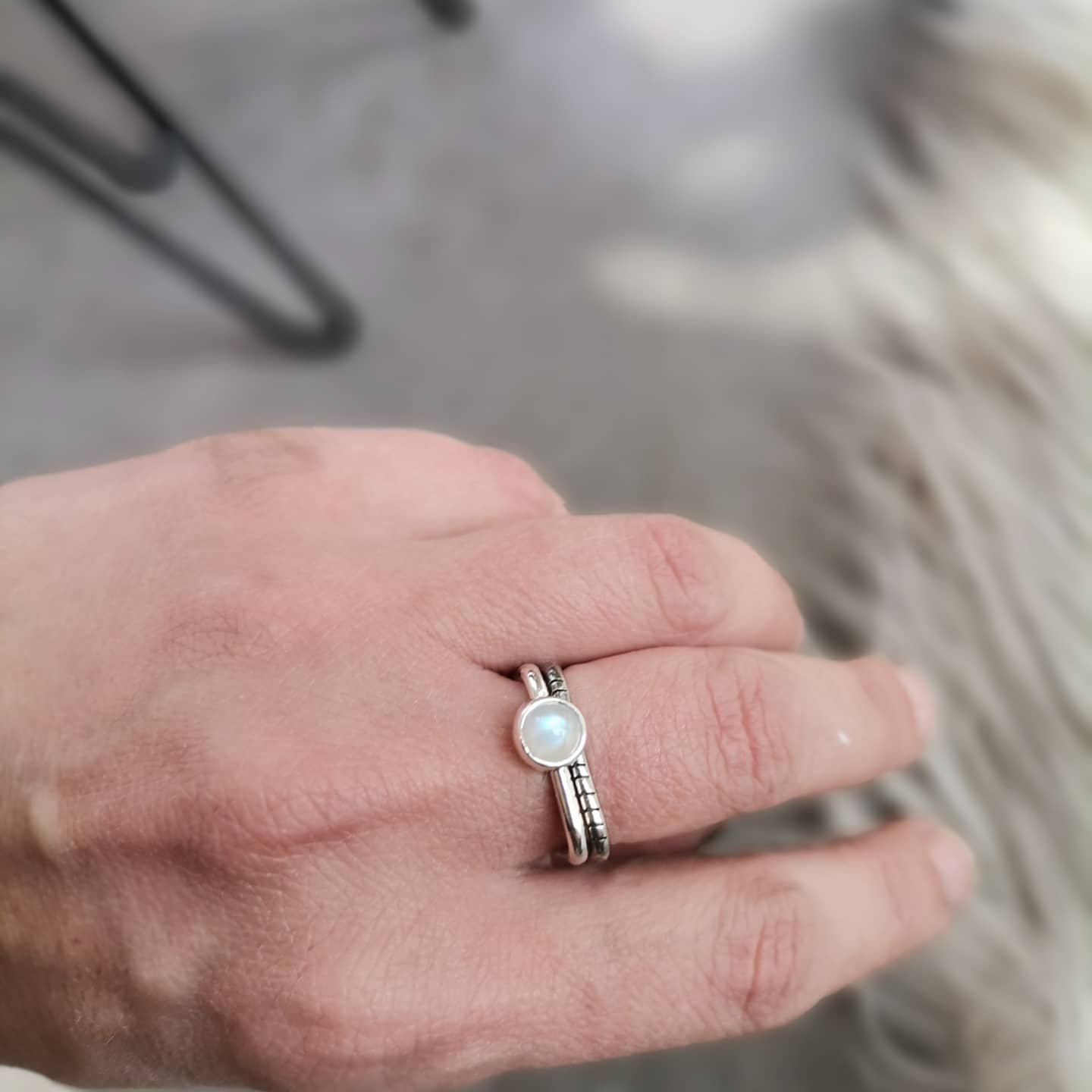 2-in-1 Moonstone / Square / Ring