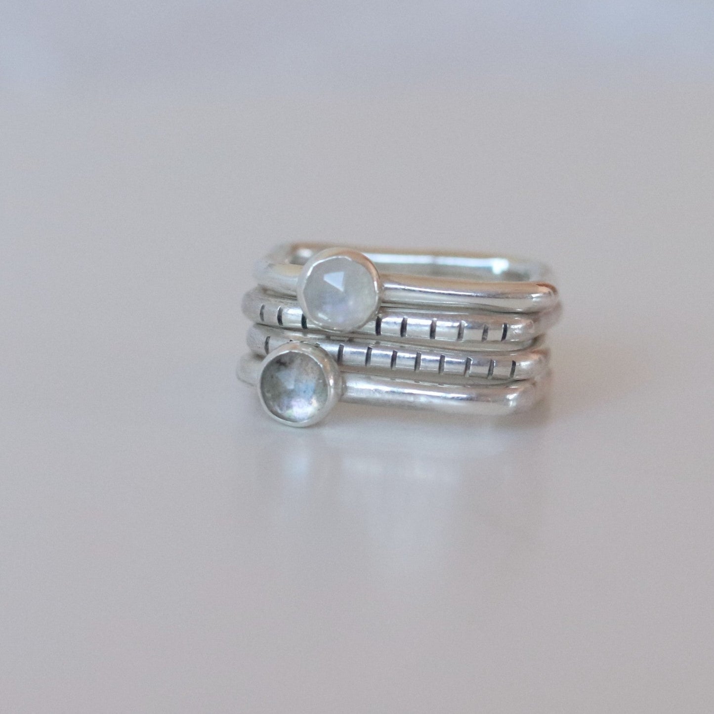 4U1 moonstone and labradorite / square / ring