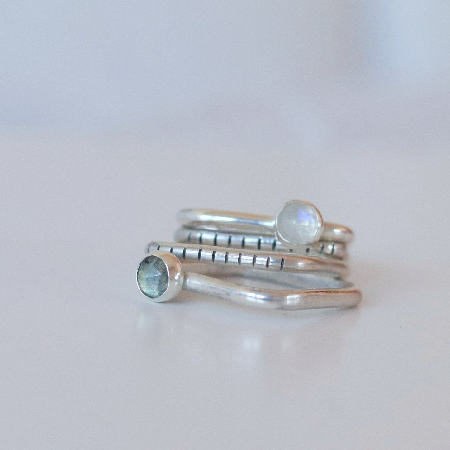 4U1 moonstone and labradorite / square / ring