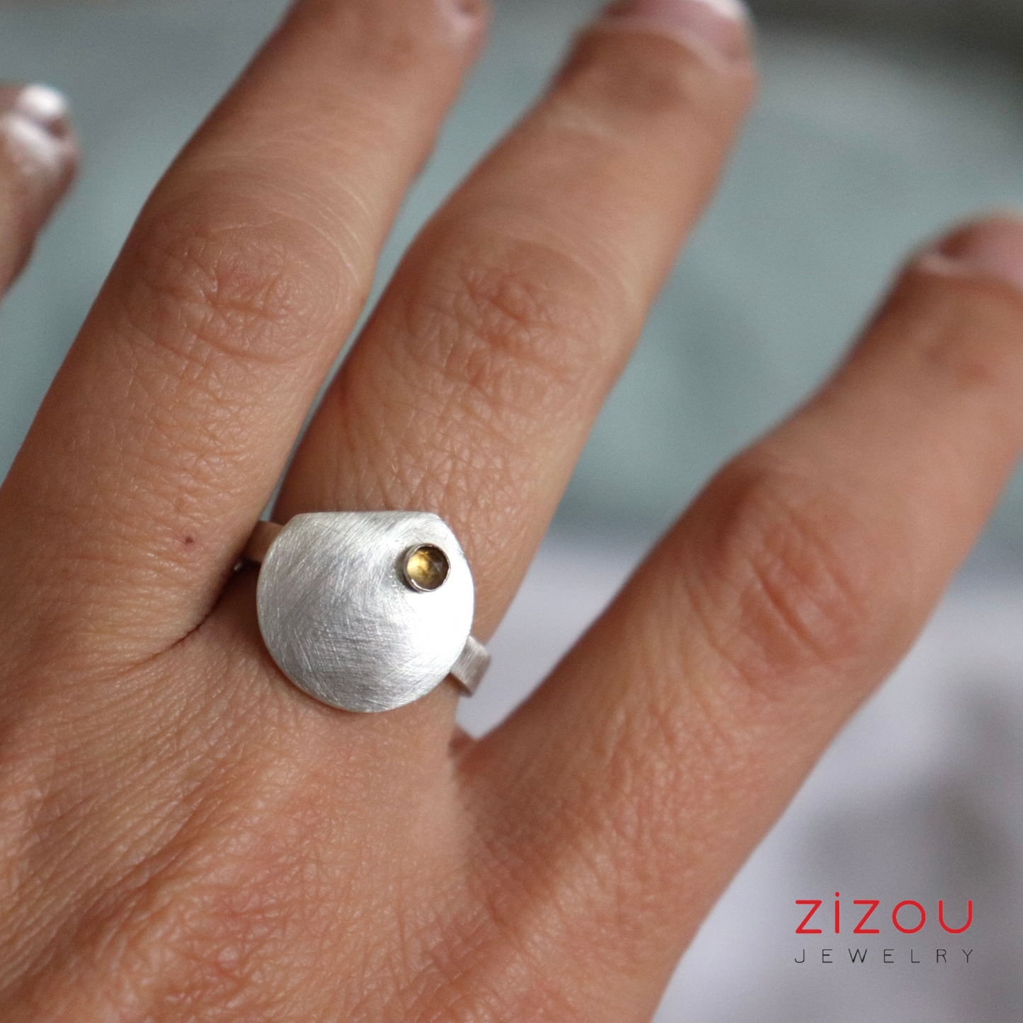 Full Moon / citrine / ring
