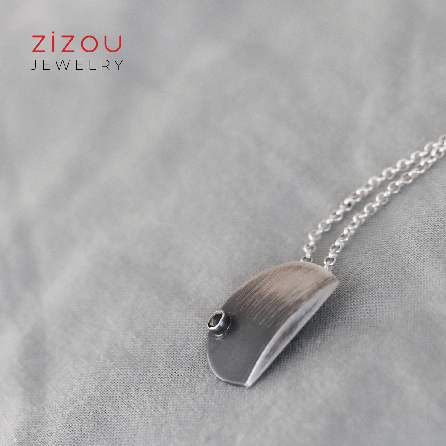 The Moon crescent / Black spinel / necklace